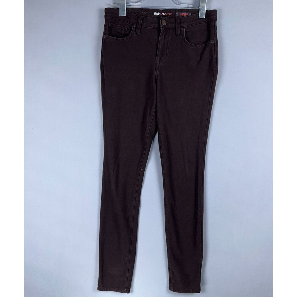 Style & Co Denim Jegging Jeans Womens Size 10 Mid Rise Coin Pockets Brown